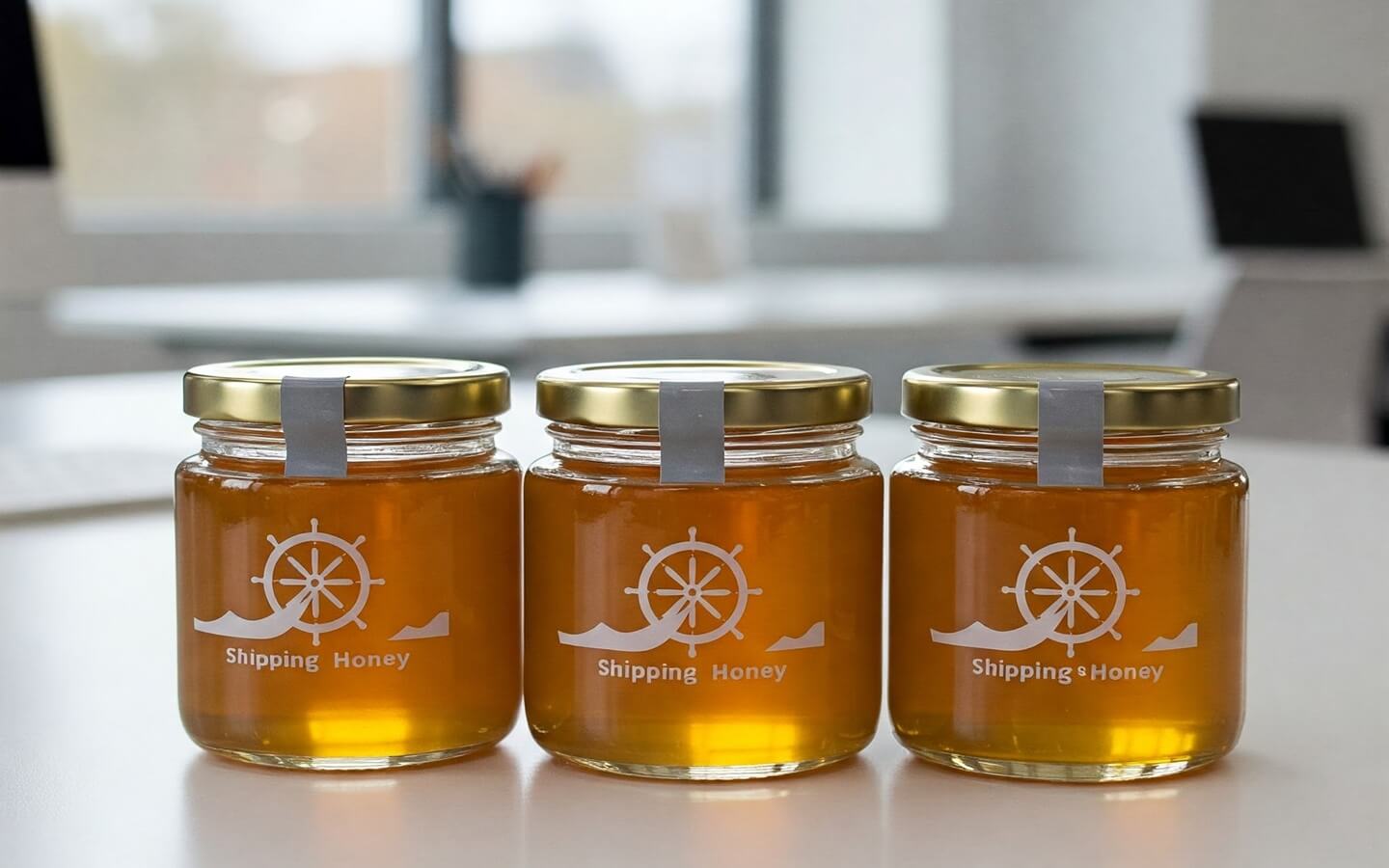 miod pszczeli z logo firmy